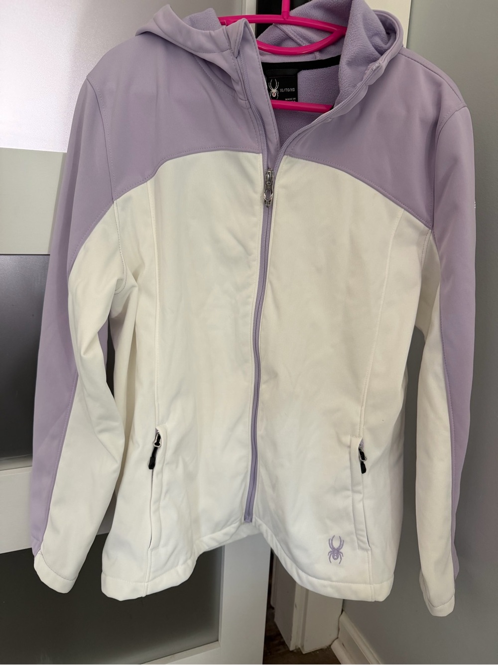 Spyder Lavender and White Hooded Softshell Utility Jacket